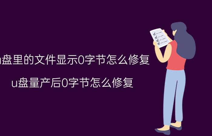 u盘里的文件显示0字节怎么修复 u盘量产后0字节怎么修复？